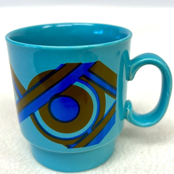 Vintage 1970’s Staffordshire Potteries England ironstone blue retro design mug, - Picture 3 of 7